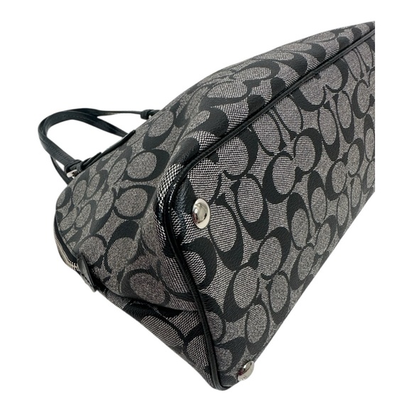 Coach 2014 Peyton Signature Cora Domed Satchel Bag Black Grey Leather NWT - Picture 8 of 11